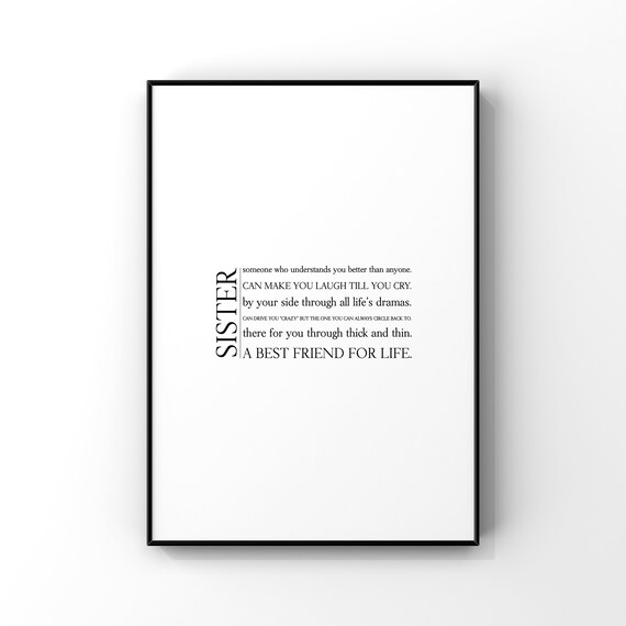 Sister Definition Typography Gift Best Friend Meaning Wall Art
