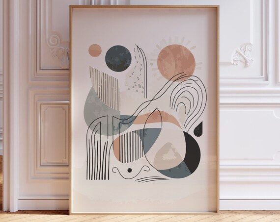 Abstract Sun Poster In Pastel Colours For Luxurious Modern Home Wall Art Wooden Frame For Scandinavian Style Metal Frame For Contemporary