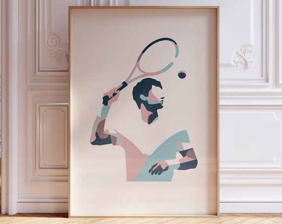 Minimalist Nordic Tennis Player Wall Decor For Tennis Lovers Abstract Sports Poster For Contemporary Scandinavian Home Or Tennis Club Decor
