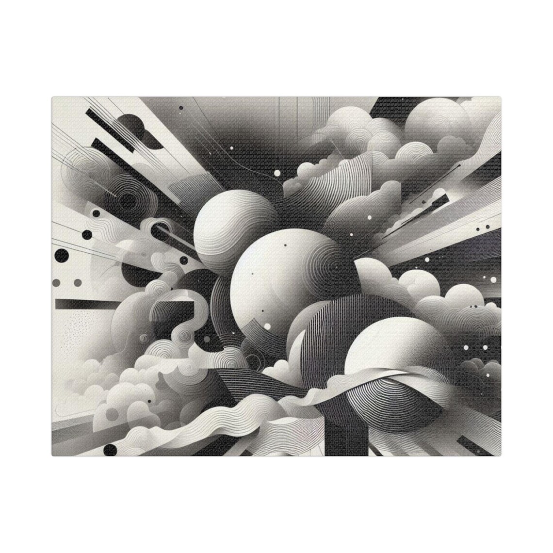 Abstract Black And White Art, Minimalist Geometric Design - Image 3