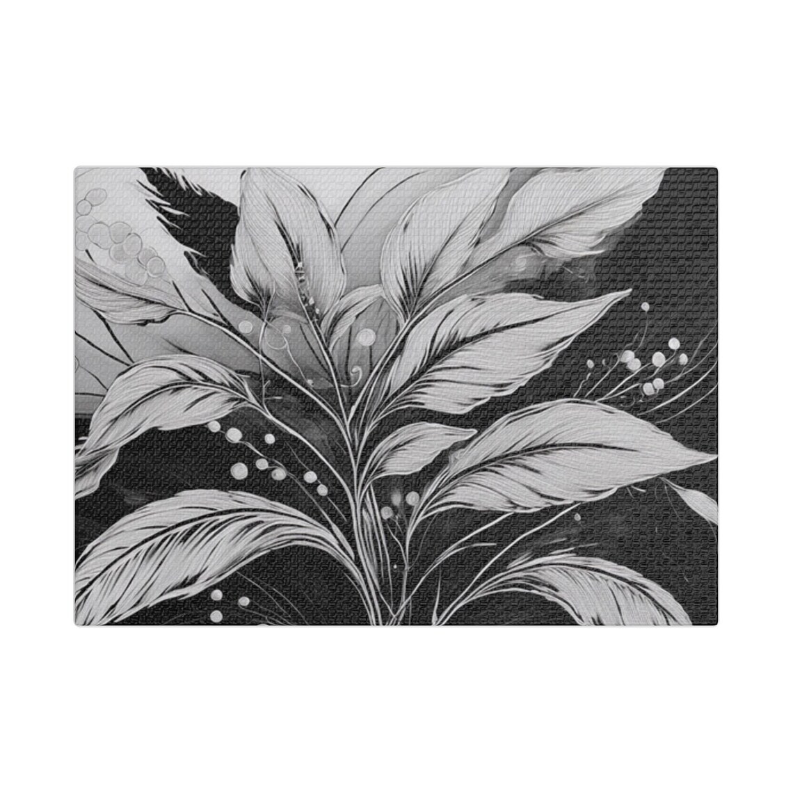 Satin Wall Art, Elegant Black And White Floral