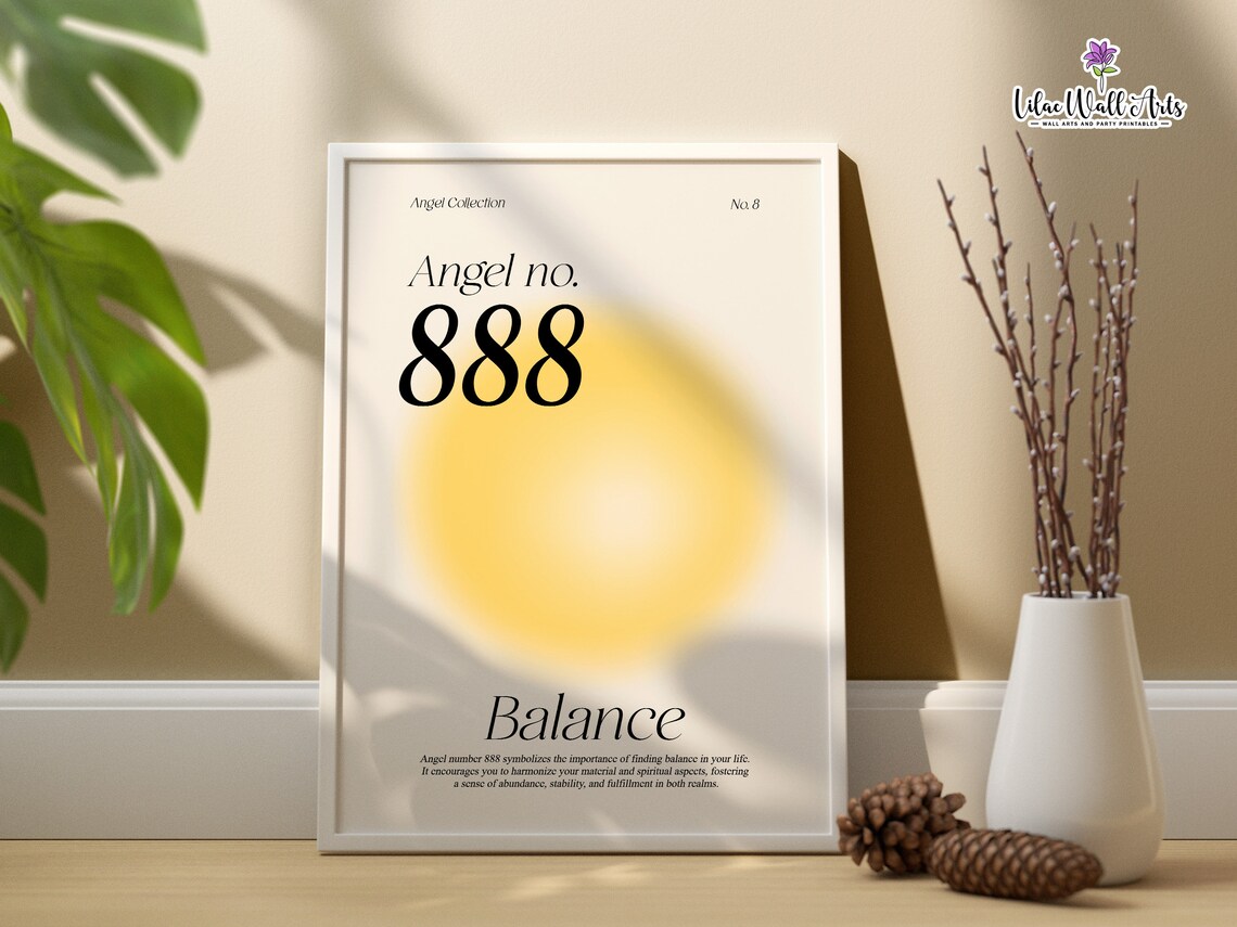 Angel Number 888 Balance Yellow Aura Abundance Manifestation Poster - Image 5