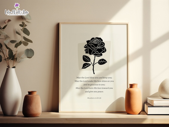 May The Lord Bless You Black Rose Numbers 624 26 Minimalist Poster