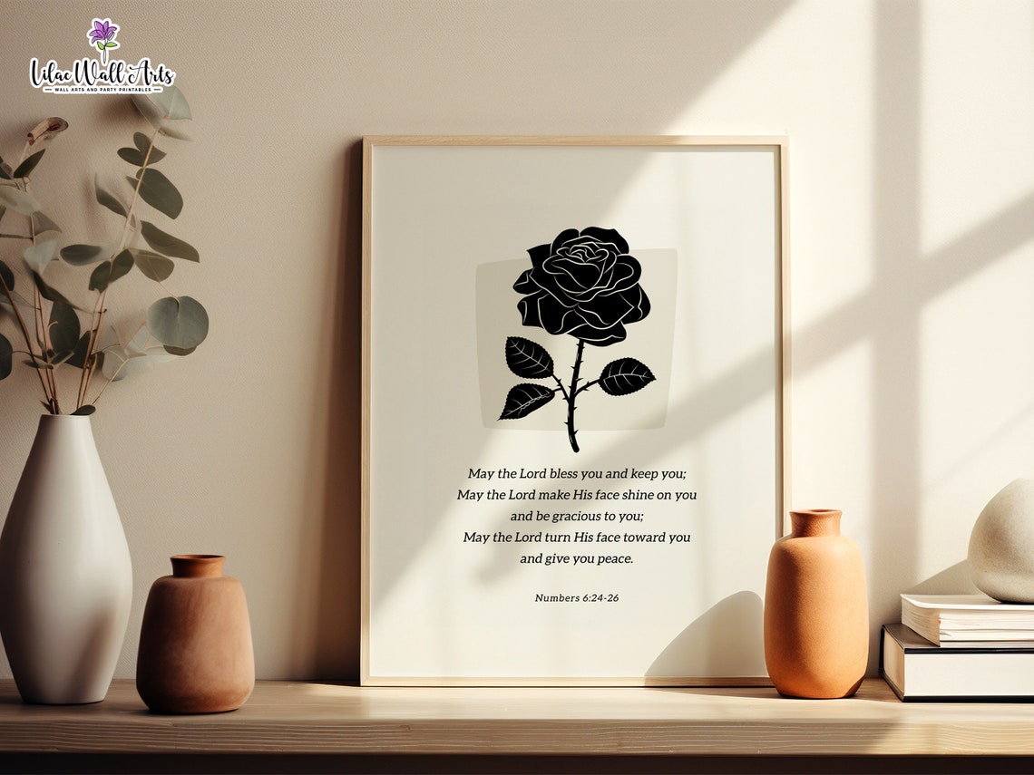 Subtle Christian Art Numbers 6 24 26 May The Lord Bless Priestly Blessing Floral Bible Verse Botanical Scripture Boho Christian Print