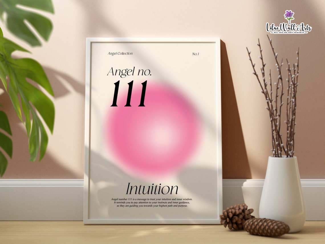 Angel Number 111 Intuition Rose Aura Trust Your Path Quote Poster