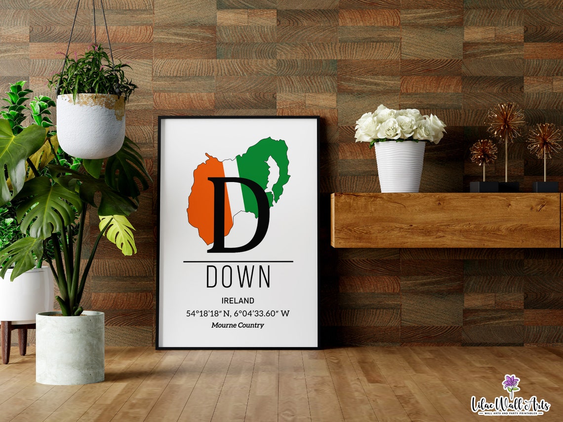 County Down Ireland Map Mourne Country Irish Flag Monogram Poster - Image 4
