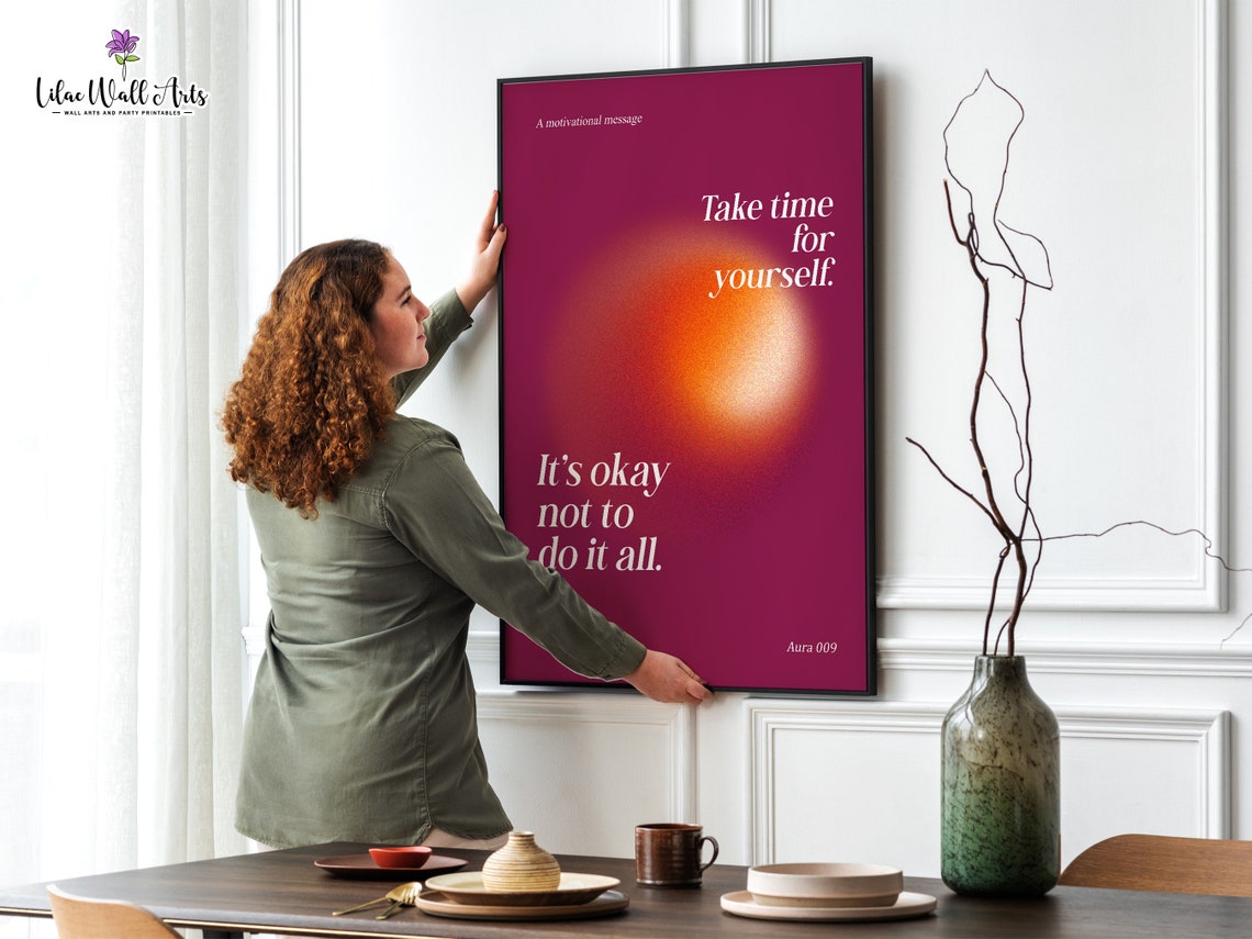 Take Time for Yourself Maroon Aura Motivational Quote Poster - Image 2