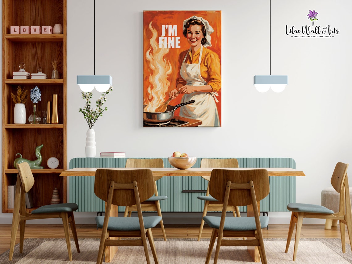 Im Fine Funny Retro Chef Kitchen Chaos Cooking Humor Poster Orange - Image 5