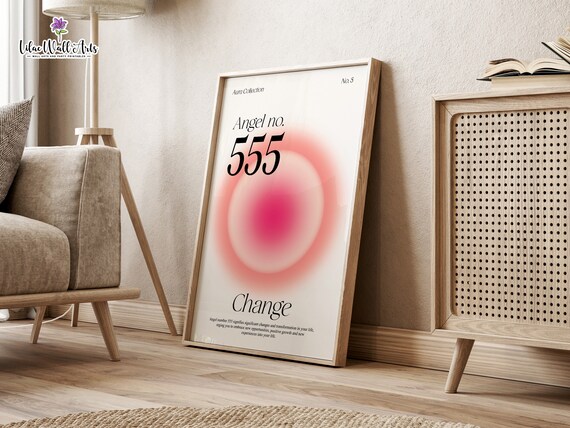 Angel Number 555 Change Pink Aura Spiritual New Beginnings Poster