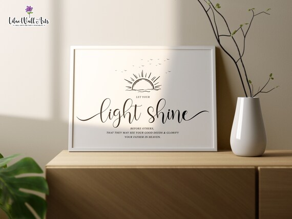 Matthew 5 14 16 Let Your Light Shine Biblical Wall Dcor Biblical Wall Art Boho Christian Art Biblical Scripture Bible Artwork Bible Verse