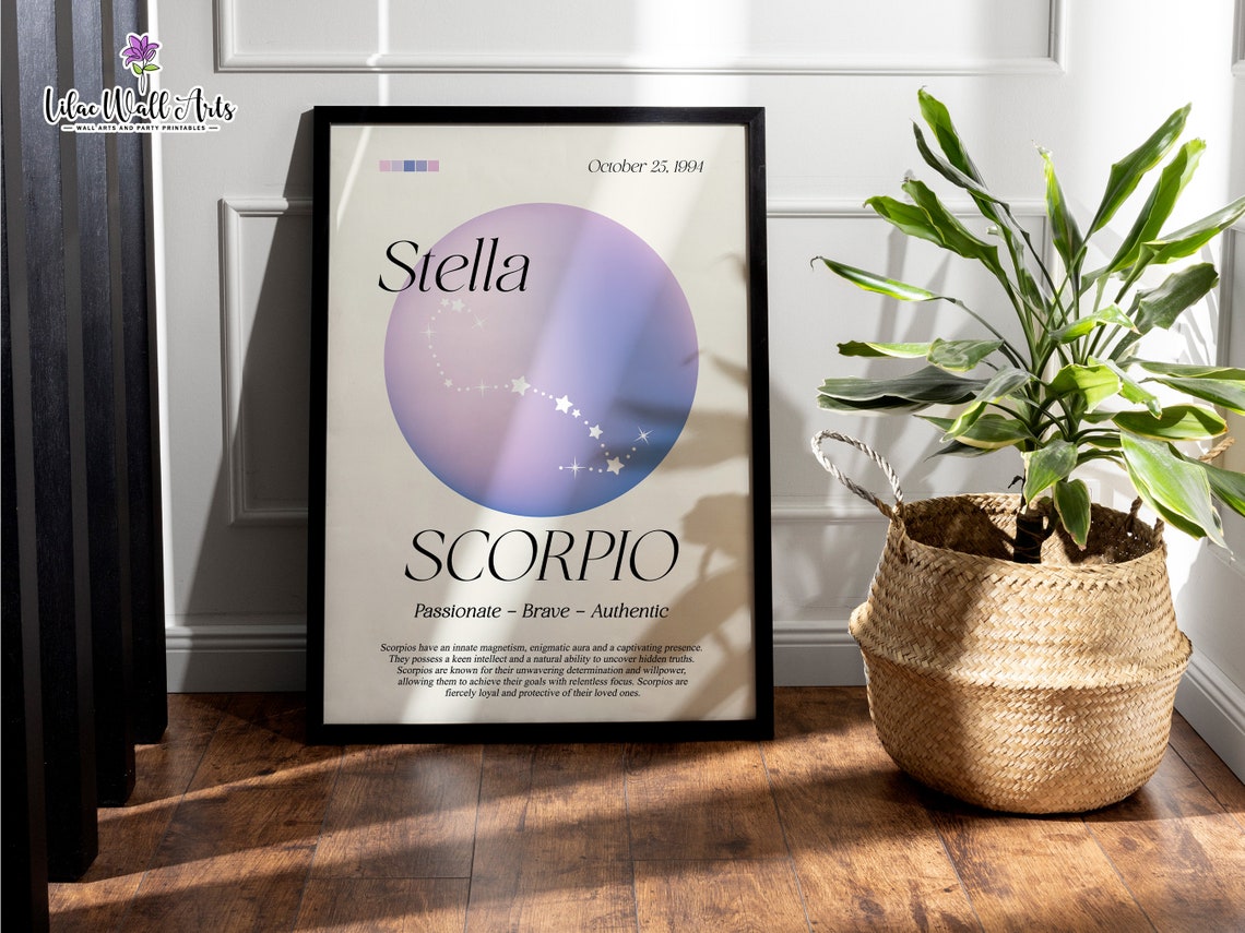 Personalized Scorpio Zodiac Aura Poster Custom Name Birthday Gift - Image 3