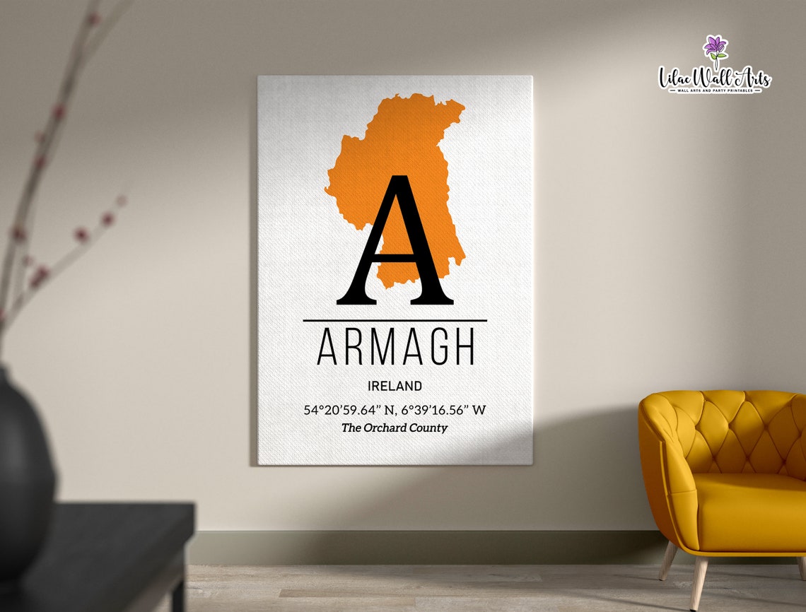 County Armagh Map The Orchard County Orange Monogram Travel Poster - Image 5