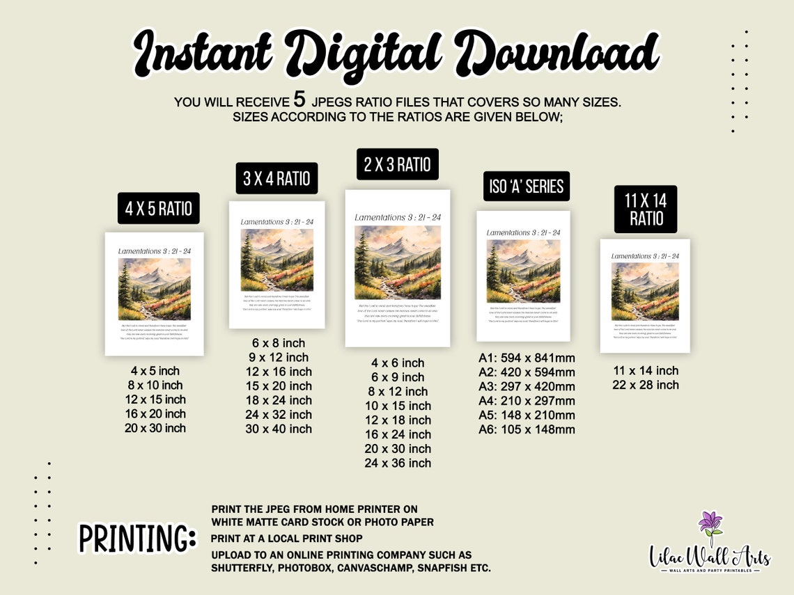 Lamentations 321 24 Mountain Valley Watercolor Faithfulness Poster - Image 3