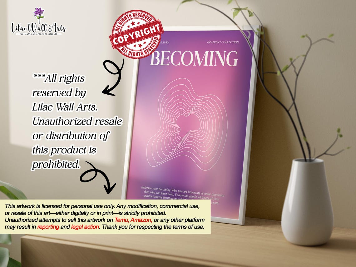 Becoming Purple Aura Contour Line Art Spiritual Growth Quote Poster - Image 6