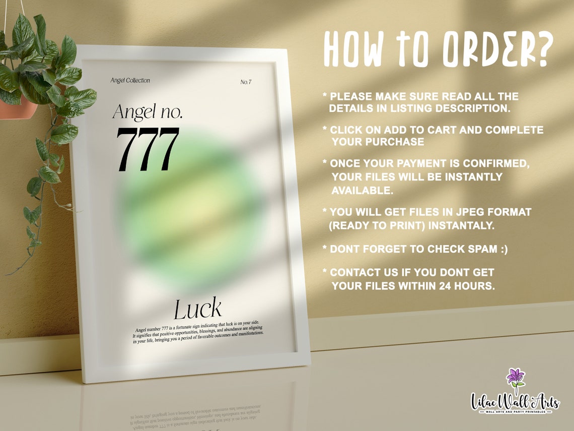 777 Angel Number Poster 777 Luck 777 Poster 777 Print 777 Wall Art Angel Number 777 777 Blessing 777 Angel Numbers 777 Gift 777 Art - Image 3