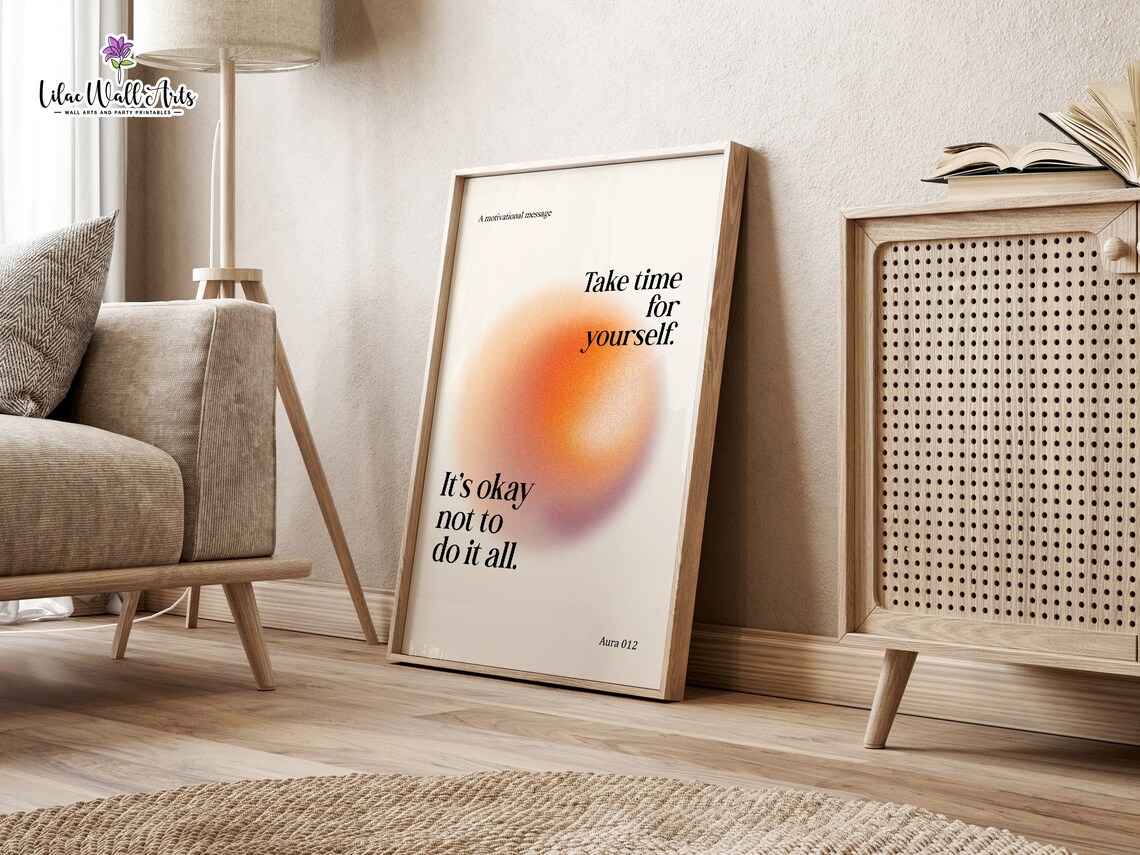 Take Time for Yourself Orange Aura Motivational Rest Quote Poster - Image 5