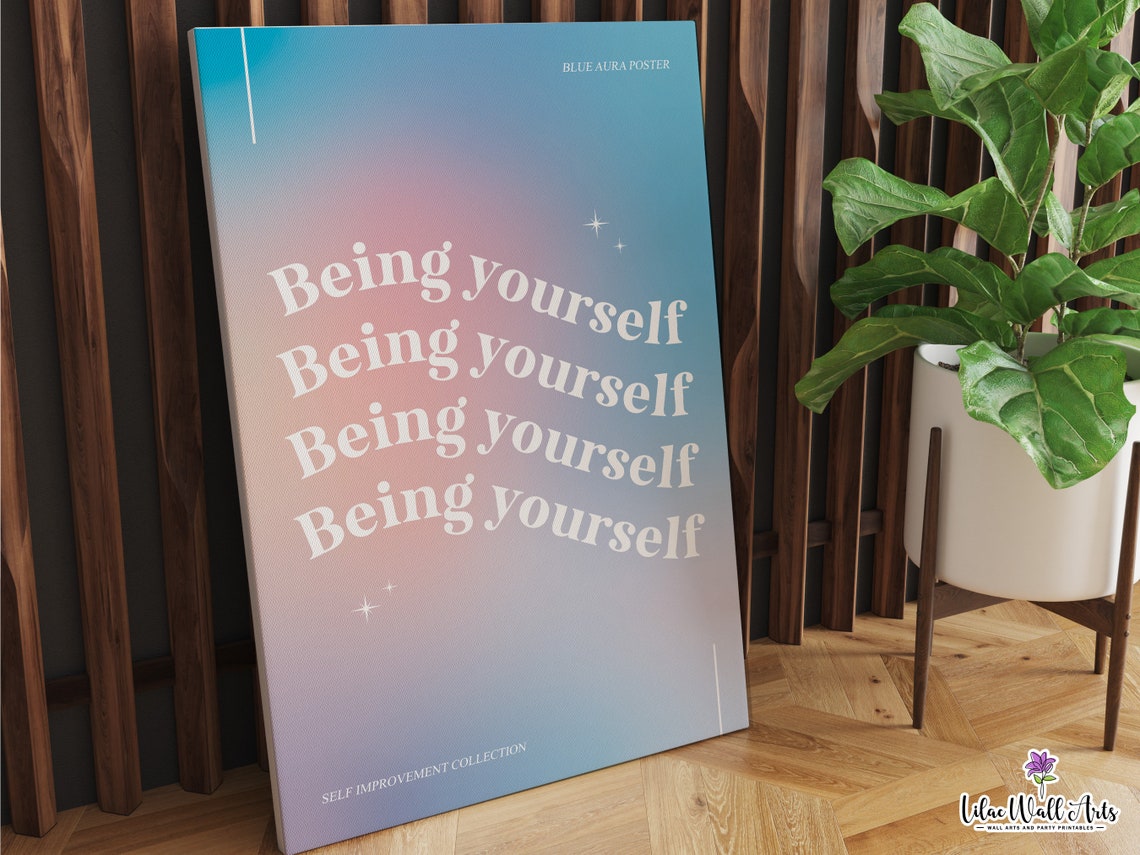 Being Yourself Blue Aura Self Improvement Quote Affirmation Poster - Image 5