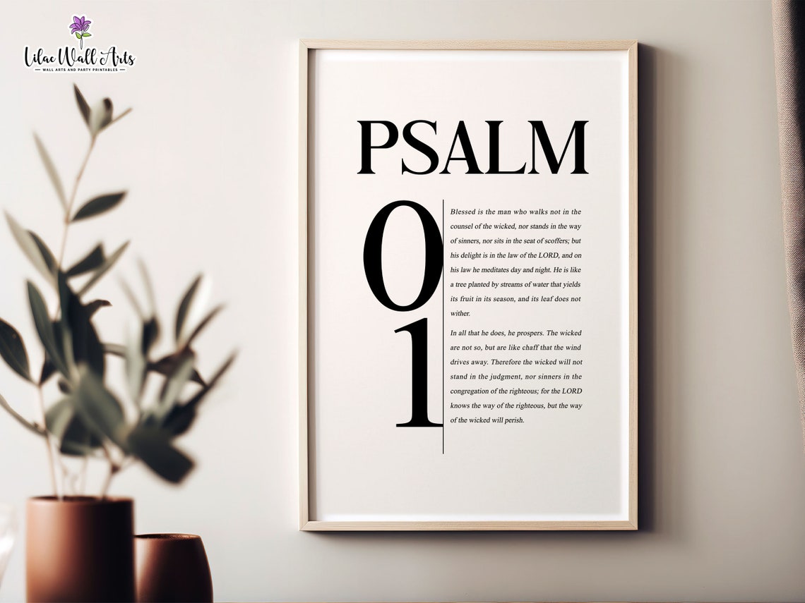 Psalm 1 Wall Art Nkjv Christian Wall Art Psalms Wall Art Psalm Bible Artwork Scripture Sign Boho Bible Verse Biblical Art Modern