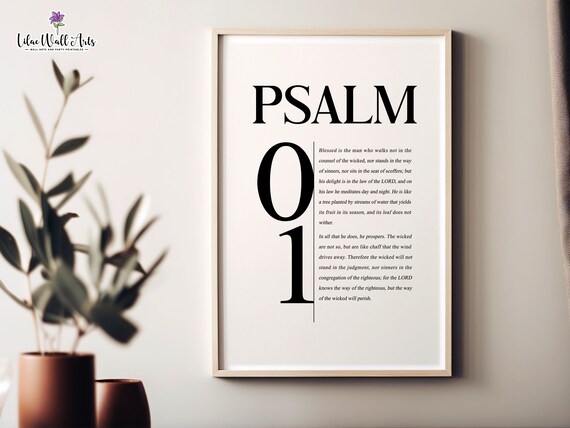 Psalm 01 Blessed Is The Man Modern Typographic Bible Verse Poster