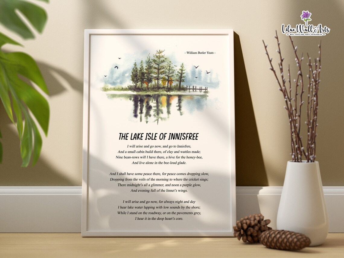 The Lake Isle Of Innisfree Yeats Poem Misty Lake Watercolor Art Poster
