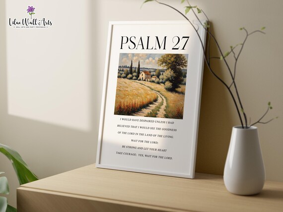 Psalm 27 Christian Farmhouse Boho Christian Print Boho Bible Verse Wall Art Bible Poster Modern Christian Art Botanical Scripture Bible