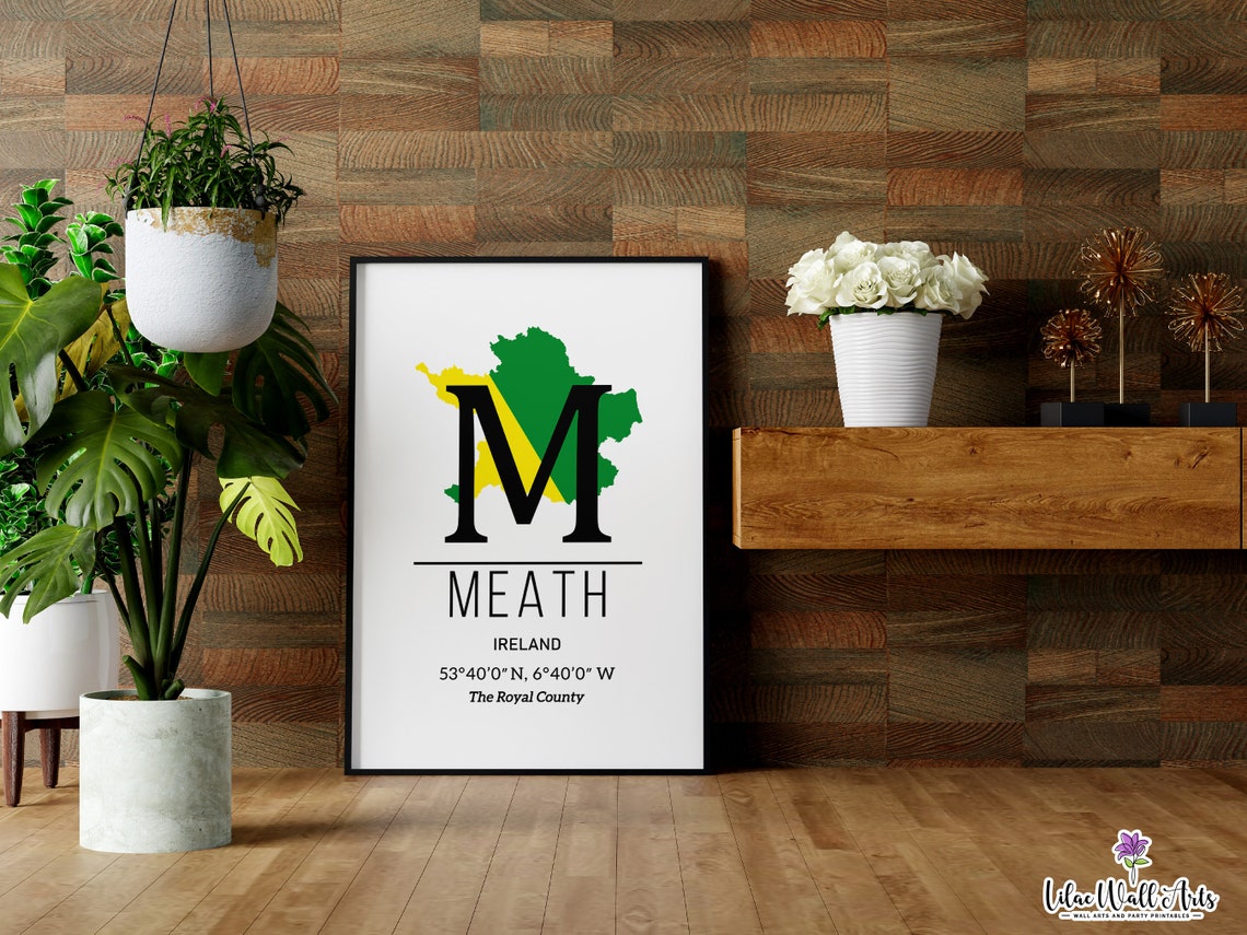 Meath Ireland County Map GPS Coordinates Royal County Poster - Image 2