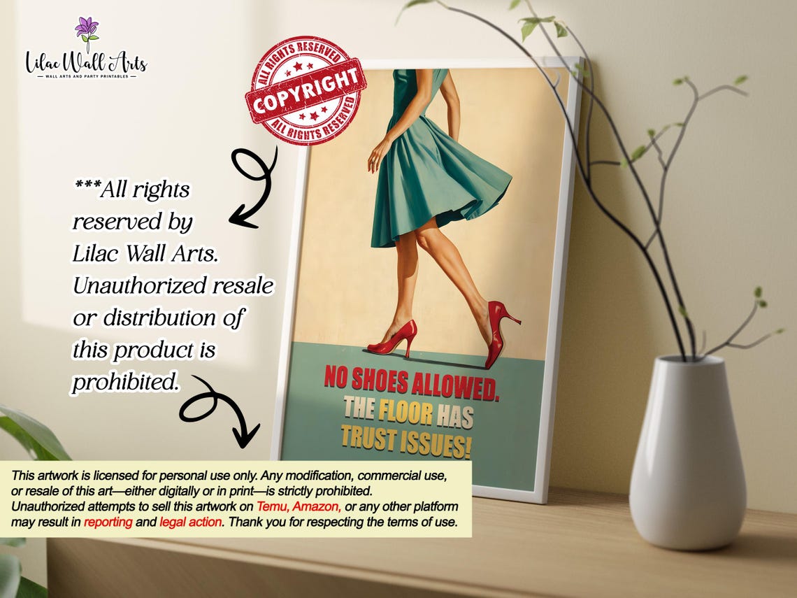No Shoes Allowed The Floor Has Trust Issues Retro Shoe Poster - Image 2