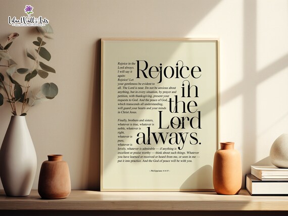 Rejoice In The Lord Always Philippians 449 Script Typography Poster