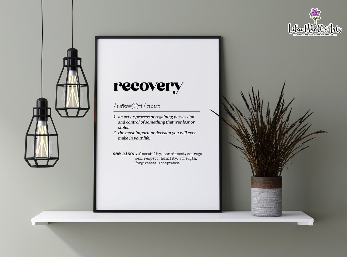 Recovery Definition Minimalist Dictionary Art Print