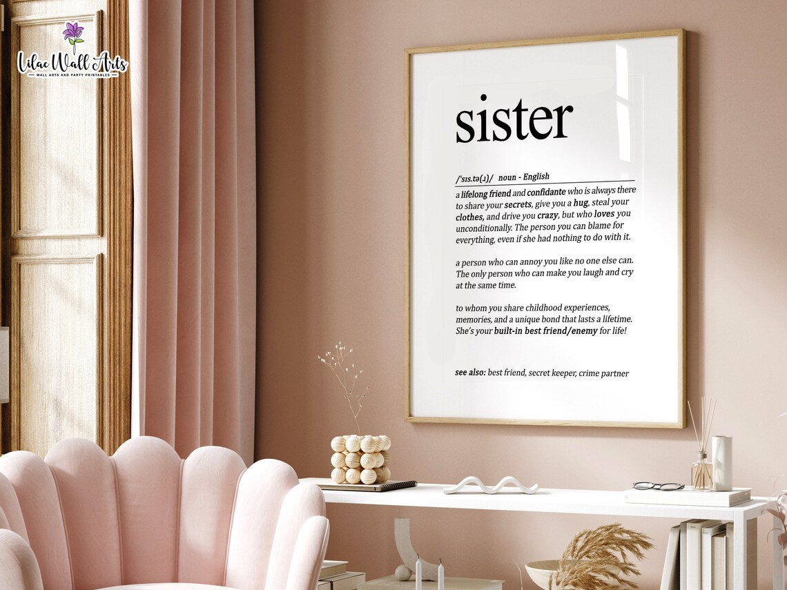 Sister Definition Best Sister Gift Brother And Sister Wall Art Family Wall Art Sister Birthday Sister Prints Sisters Wall Art - Image 4