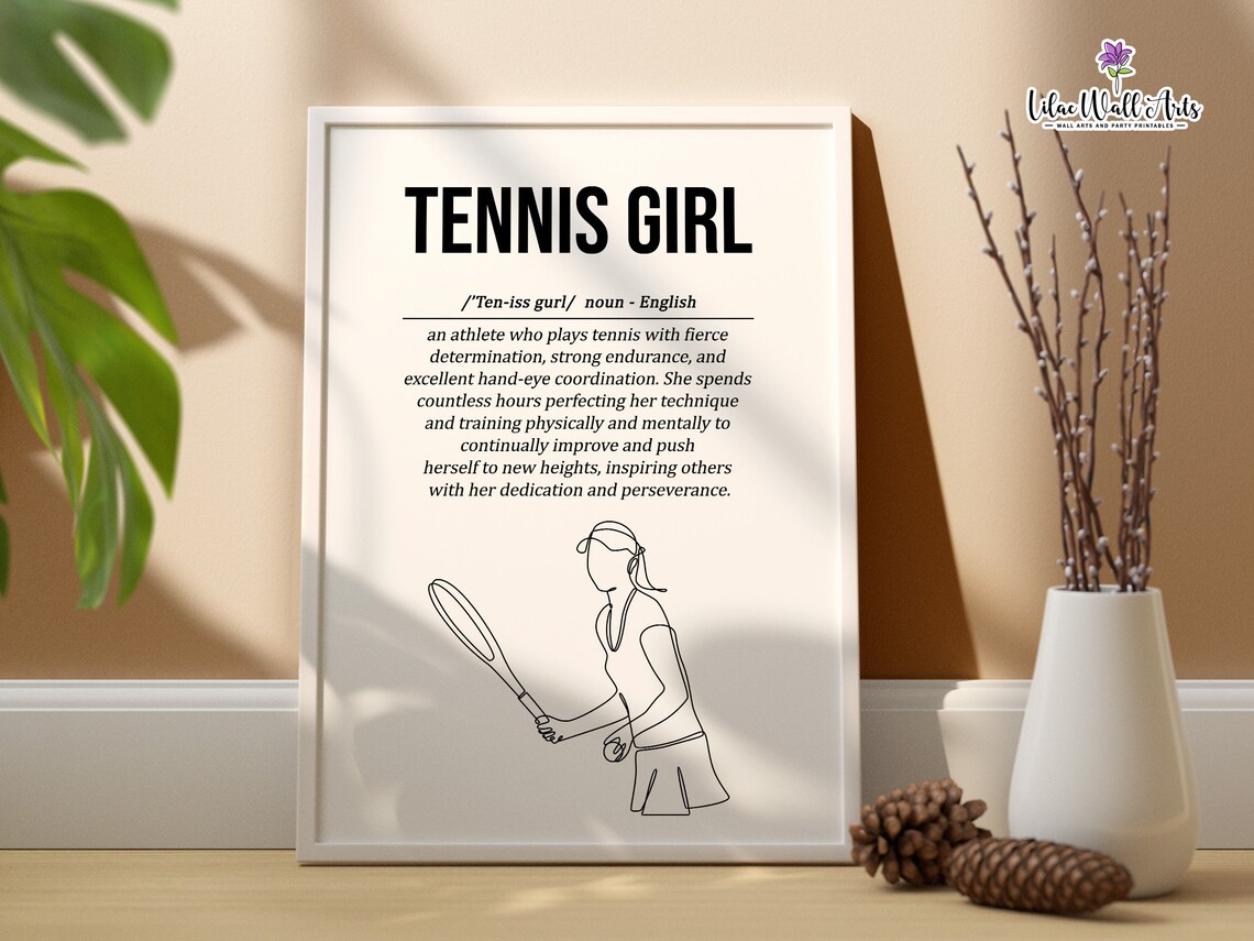 Tennis Girl Definition Line Art Player Gift Dictionary Style Poster - Image 6