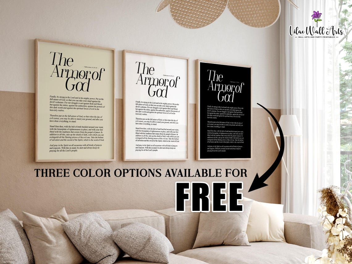 The Armor Of God Ephesians 6:10-18 Full Text Classic Typography Poster - Image 3