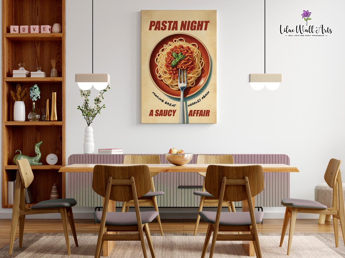 Pasta Night A Saucy Affair Retro Italian Kitchen Food Poster - Image 2