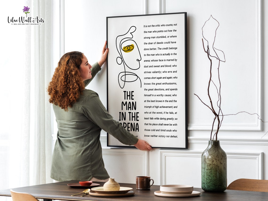 The Man In The Arena Poem Print Theodore Roosevelt Quote Poetry Literary Poster Poetry Art Poetry Gift Male Office Dcor - Image 3