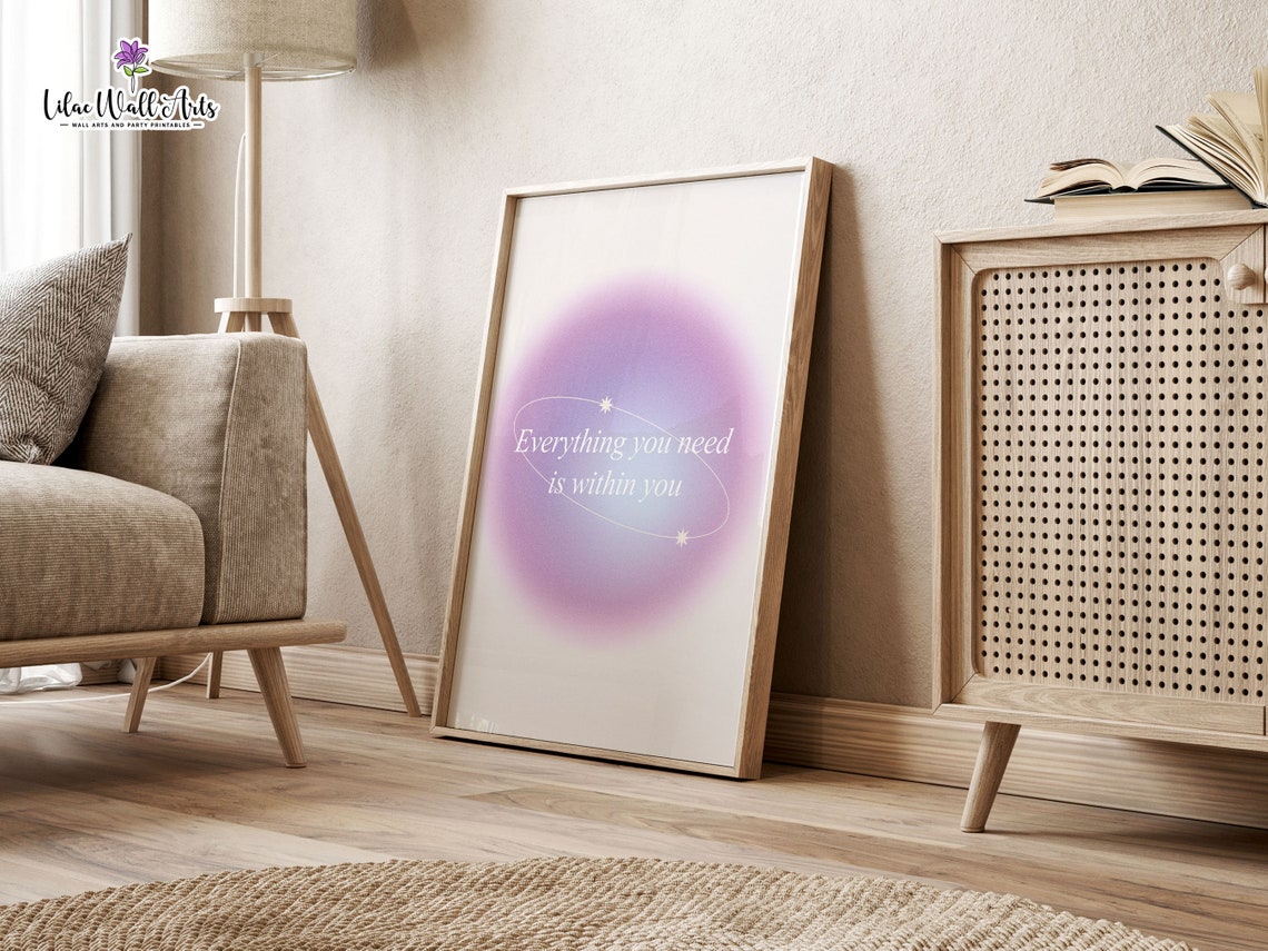 Everything You Need Is Within You Purple Aura Affirmation Quote Poster - Image 5
