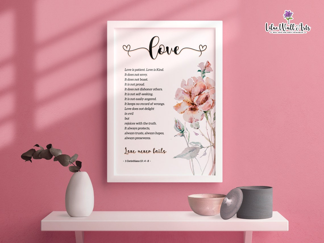1 Corinthians Love Is Patient Scripture Floral Watercolor Print - Image 5