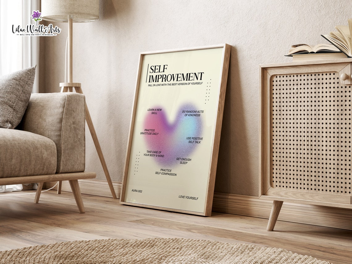 Self Improvement Purple Heart Aura List Daily Positive Mindset Poster - Image 5