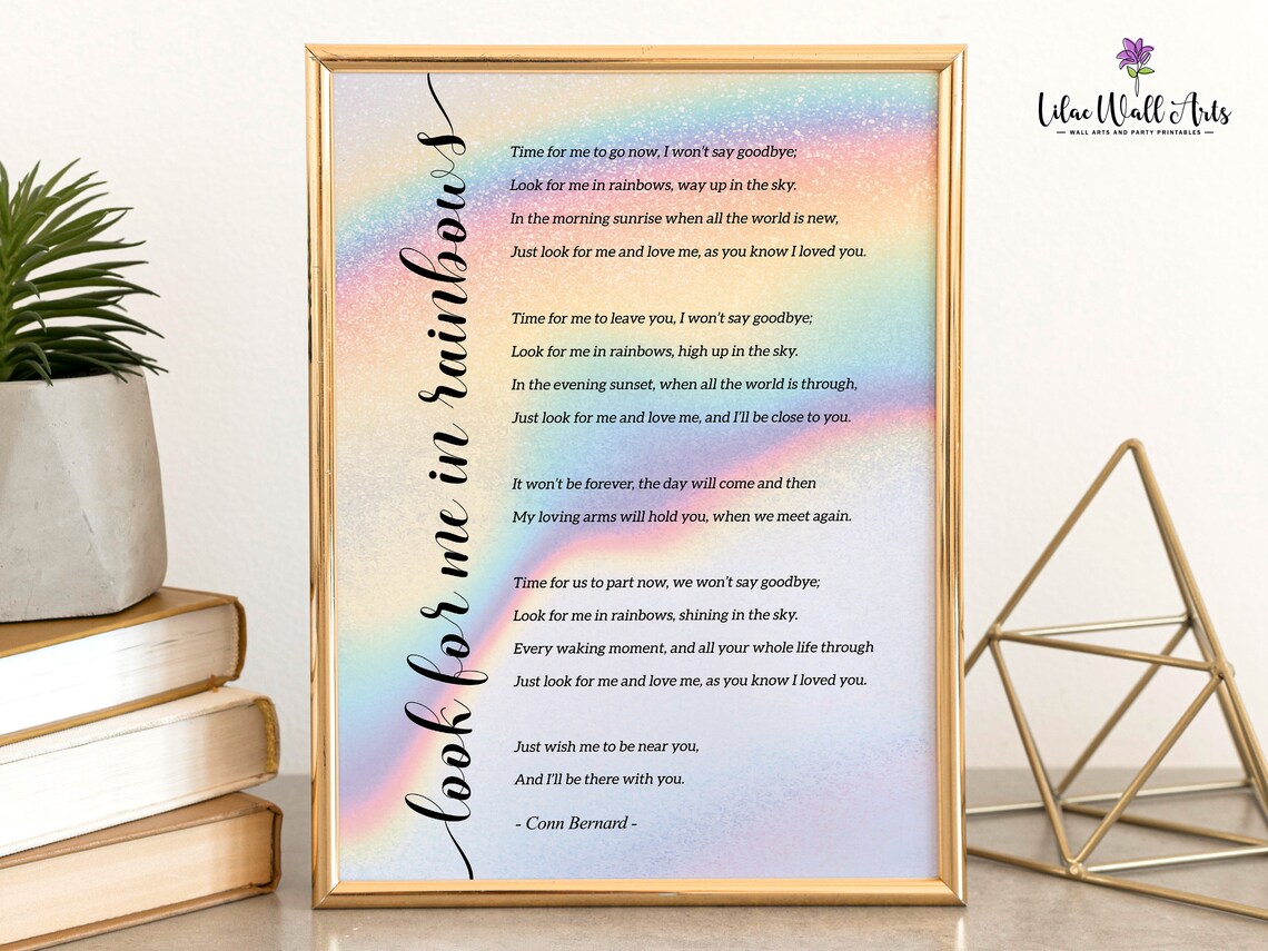 Look For Me In Rainbows Funeral Poem Memorial Print - Image 4