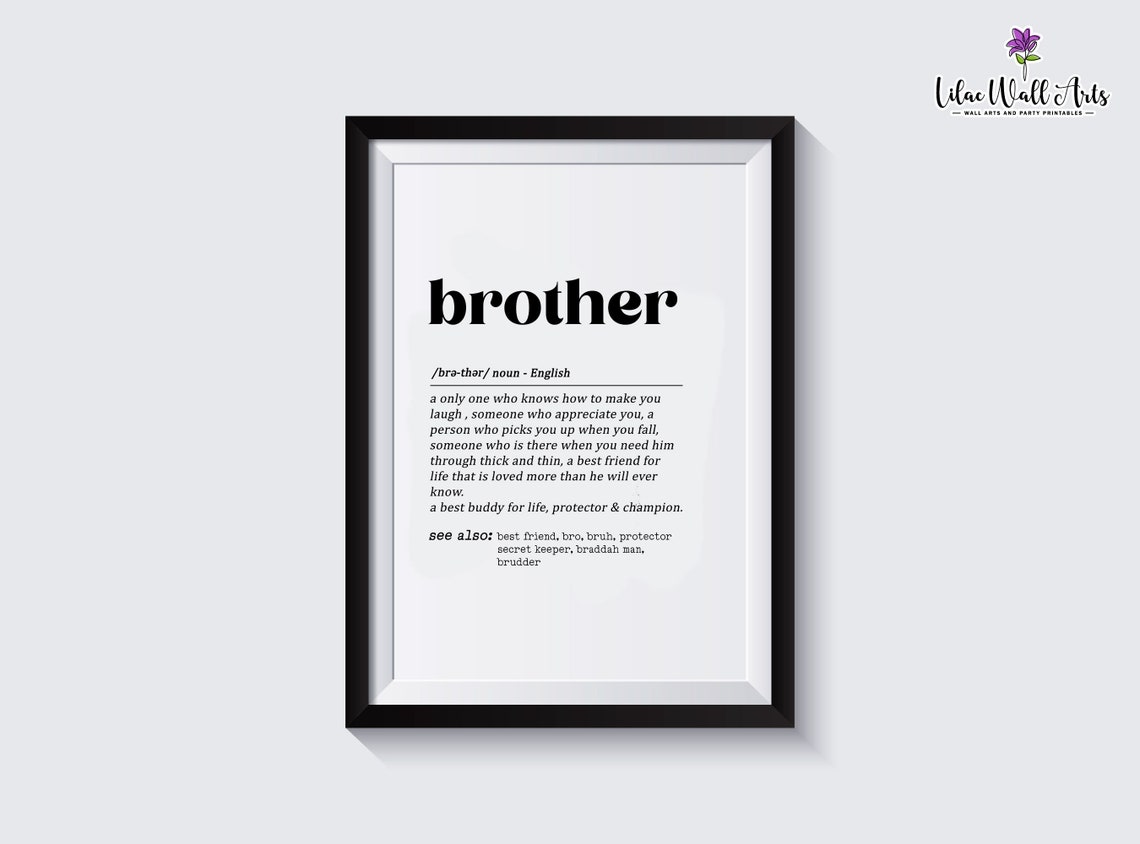 Brother Definition Art Print Best Buddy Protector Champion Gift - Image 3