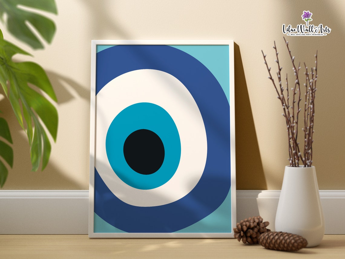Blue Evil Eye Amulet Single Large Nazar Symbol Minimalist Poster - Image 5