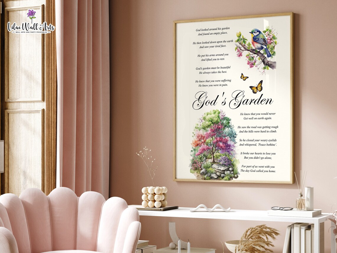 Gods Garden Sympathy Poem, In Loving Memory Art Print - Image 4