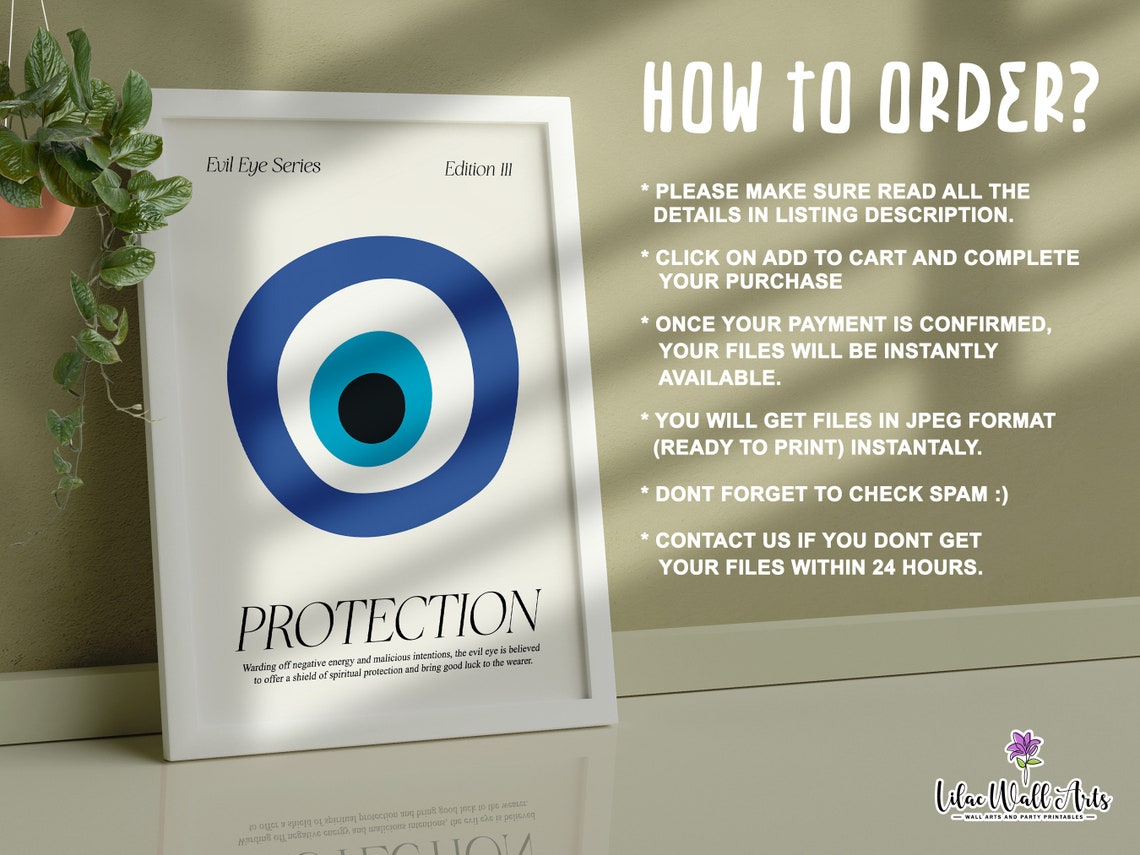 Nazar Poster Aura Poster Law Of Attraction Protect Your Energy Nazar Print Manifesting Poster Greek Evil Eye Greek Wall Art Protection - Image 3