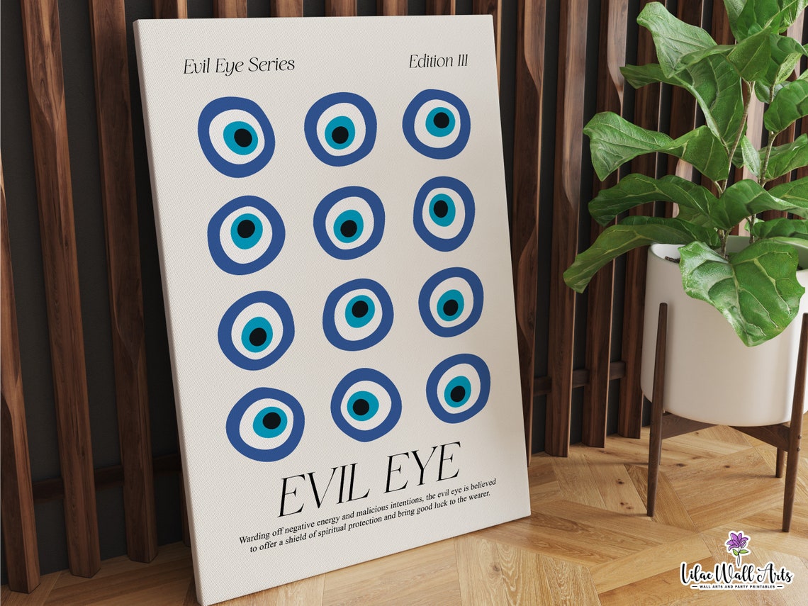 Evil Eye Series Blue Talisman Grid Protection Charm Wall Poster