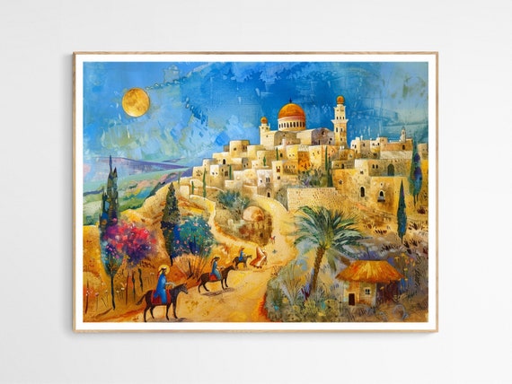 Bethlehem City Skyline Art Print, Travel Decor