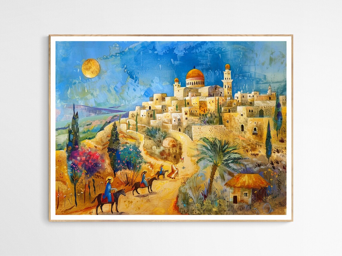 Bethlehem City Skyline Art Print, Travel Decor