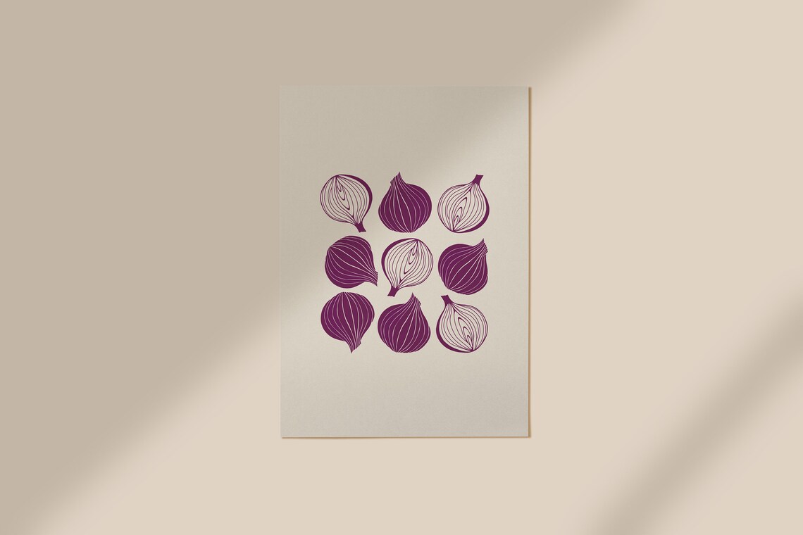 Red Onion Art Print, Kitchen Wall Art Poster - Image 2