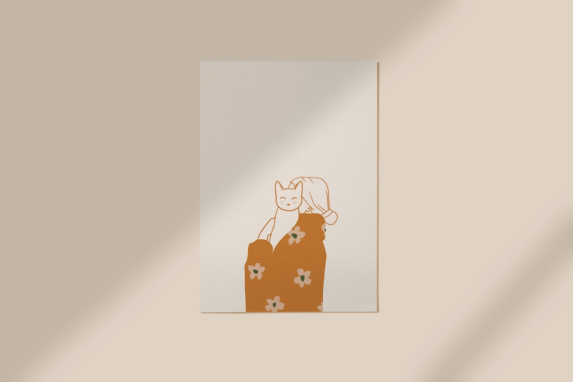 Kitty Cuddles Cat Lover Art Print, Cute Cat - Image 3