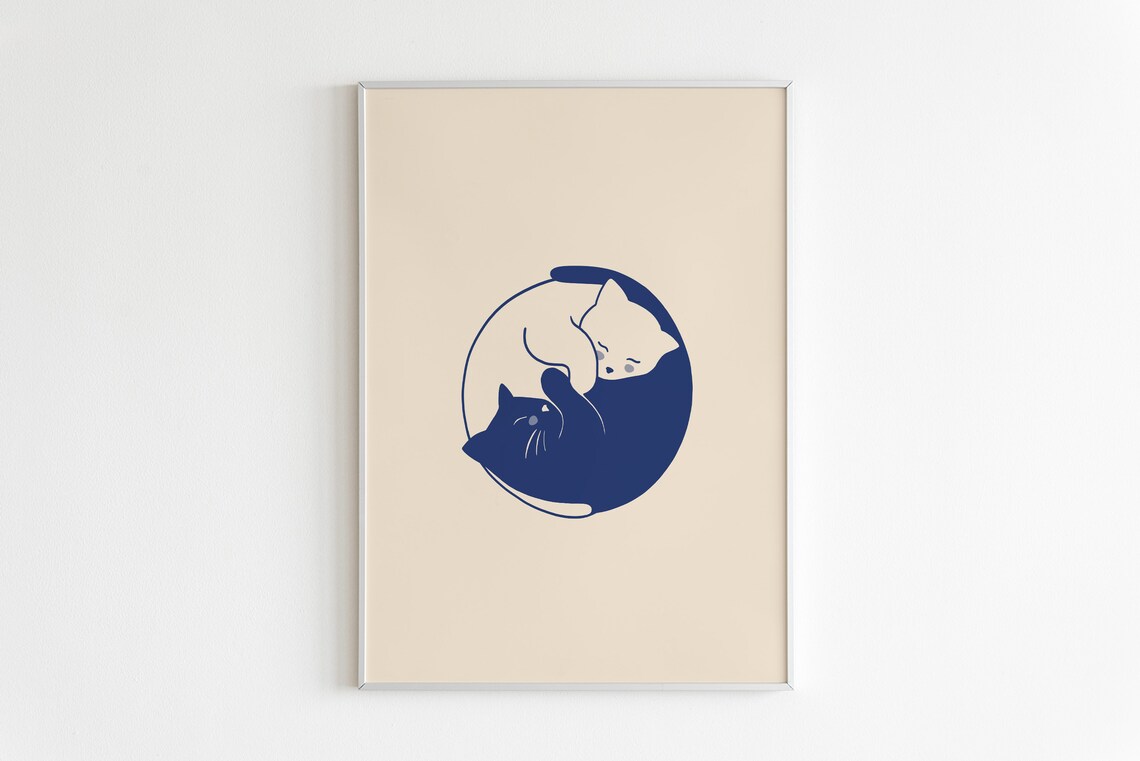 Yin and Yang Cats Minimalist Cat Art Print - Image 4