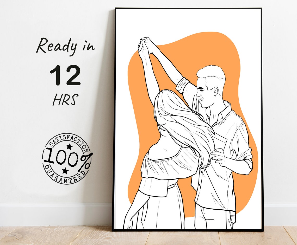 Couple Just Lien Minimal Drawing Line Art Portrait Couple Line Drawing Faceless Portrait One Line Painting Sketch Portrait Print Gift