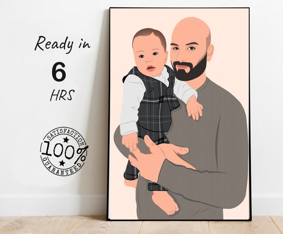 Custom Faceless Portrait of a Dad Tenderly Holding His Baby Poster